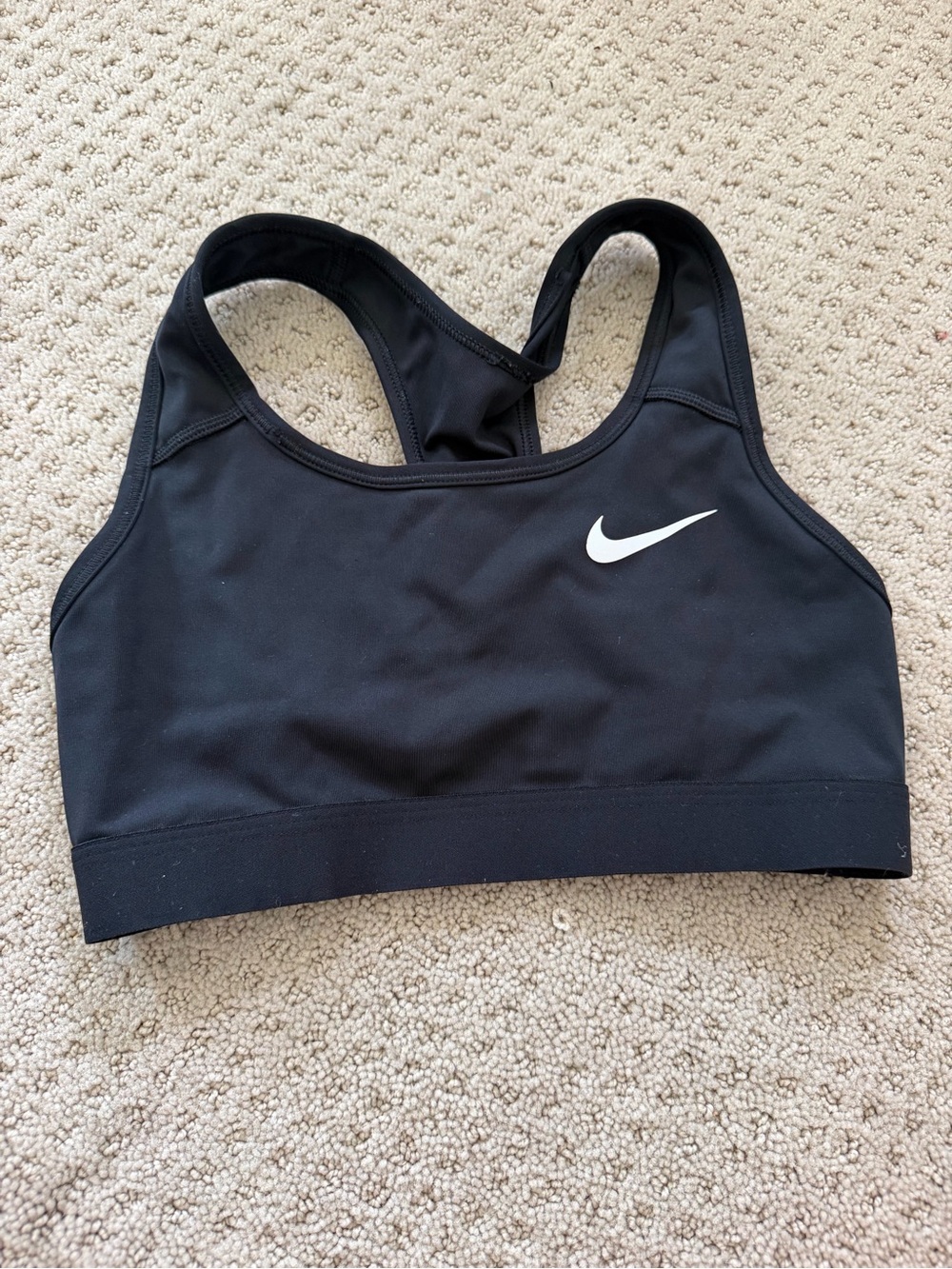 Nike Black Racerback Dri-FIT Sports Bra with White Swoosh